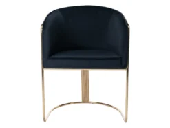 Lot De 6 Chaises Avec Accoudoirs En Velours Et Métal - Noir Et Doré - JOSETHE De Pascal MORABITO -Meubles Soldes Magasin chaise 10856077