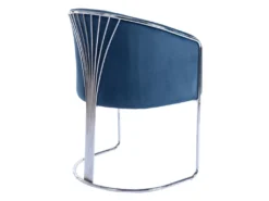 Chaise Avec Accoudoirs En Velours Et Métal - Bleu Et Chromé - JOSETHE De Pascal MORABITO -Meubles Soldes Magasin chaise 10856537