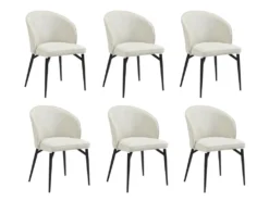Lot De 6 Chaises En Tissu Et Métal - Crème - GILONA De Pascal MORABITO -Meubles Soldes Magasin chaise 11194759