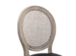 Lot De 6 Chaises - Cannage, Tissu Et Bois D'hévéa - Noir - ANTOINETTE -Meubles Soldes Magasin chaise 11209457