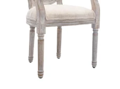 Lot De 6 Chaises Avec Accoudoirs - Cannage, Tissu Et Bois D'hévéa - Beige - ANTOINETTE -Meubles Soldes Magasin chaise 11210617
