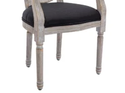 Lot De 6 Chaises Avec Accoudoirs - Cannage, Tissu Et Bois D'hévéa - Noir - ANTOINETTE -Meubles Soldes Magasin chaise 11210667