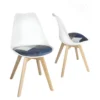 Lot 2 Chaises Scandinaves Coussin Patchwork LAO (Bleu)