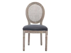 Lot De 2 Chaises - Cannage, Velours Et Bois D'hévéa - Gris - ANTOINETTE 11 Lot De 2 Chaises - Cannage, Velours Et Bois D'hévéa - Gris - ANTOINETTE -Meubles Soldes Magasin chaise 11310893