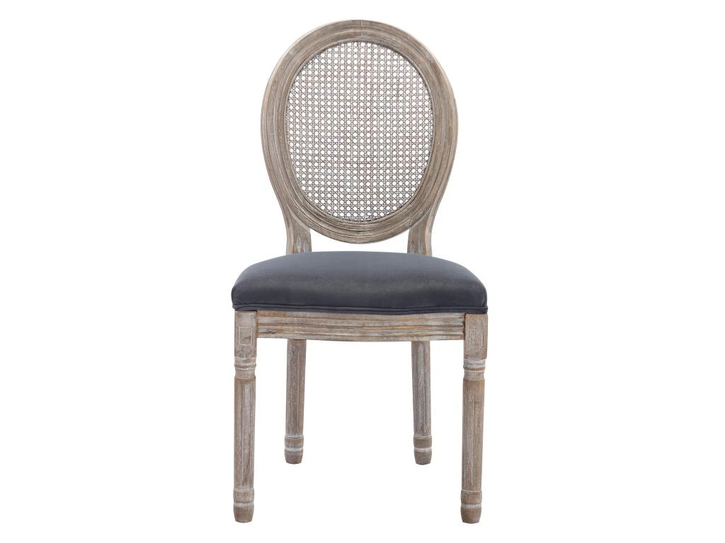 Lot De 2 Chaises - Cannage, Velours Et Bois D'hévéa - Gris - ANTOINETTE 3 Lot De 2 Chaises - Cannage, Velours Et Bois D'hévéa - Gris - ANTOINETTE – Image 3