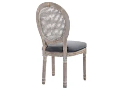Lot De 2 Chaises - Cannage, Velours Et Bois D'hévéa - Gris - ANTOINETTE 13 Lot De 2 Chaises - Cannage, Velours Et Bois D'hévéa - Gris - ANTOINETTE -Meubles Soldes Magasin chaise 11310899