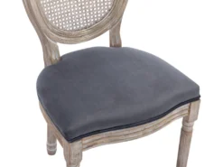 Lot De 2 Chaises - Cannage, Velours Et Bois D'hévéa - Gris - ANTOINETTE 15 Lot De 2 Chaises - Cannage, Velours Et Bois D'hévéa - Gris - ANTOINETTE -Meubles Soldes Magasin chaise 11310905