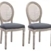 Lot De 2 Chaises - Cannage, Velours Et Bois D'hévéa - Gris - ANTOINETTE