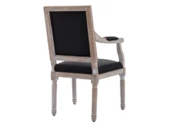 Lot De 6 Chaises Avec Accoudoirs En Tissu Et Bois D'hévéa - Noir - AMBOISETTE -Meubles Soldes Magasin chaise 11311103