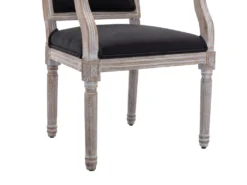Lot De 6 Chaises Avec Accoudoirs En Tissu Et Bois D'hévéa - Noir - AMBOISETTE -Meubles Soldes Magasin chaise 11311105