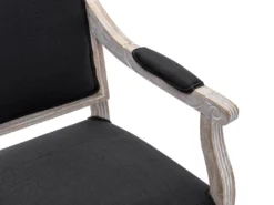 Lot De 6 Chaises Avec Accoudoirs En Tissu Et Bois D'hévéa - Noir - AMBOISETTE -Meubles Soldes Magasin chaise 11311107