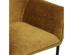 GASPARD - Fauteuil De Table En Tissu Chenillé Moutarde Et Métal Noir -Meubles Soldes Magasin chaise 11575373