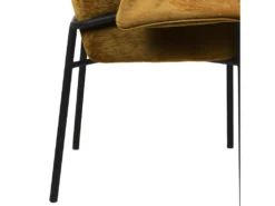 GASPARD - Fauteuil De Table En Tissu Chenillé Moutarde Et Métal Noir -Meubles Soldes Magasin chaise 11575377