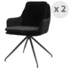 AYDEN - Fauteuil De Table En Tissu Chenillé Noir Et Métal Noir