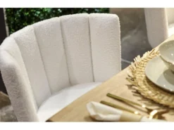 Lot De 4 Chaise De Salle à Manger Rembourrée En Tissu Au Crochet Neige - Longueur 57 X Profondeur 60 X Hauteur 79 Cm -Meubles Soldes Magasin chaise 12073283