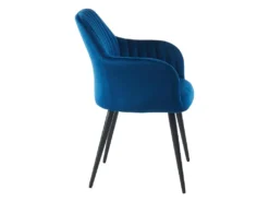 Lot De 6 Chaises Avec Accoudoirs En Velours Et Métal Noir - Bleu - ELEANA 9 Lot De 6 Chaises Avec Accoudoirs En Velours Et Métal Noir - Bleu - ELEANA -Meubles Soldes Magasin chaise 12291353