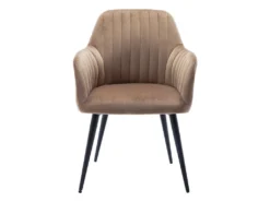 Lot De 6 Chaises Avec Accoudoirs En Velours Et Métal Noir - Beige - ELEANA 10 Lot De 6 Chaises Avec Accoudoirs En Velours Et Métal Noir - Beige - ELEANA -Meubles Soldes Magasin chaise 12291491