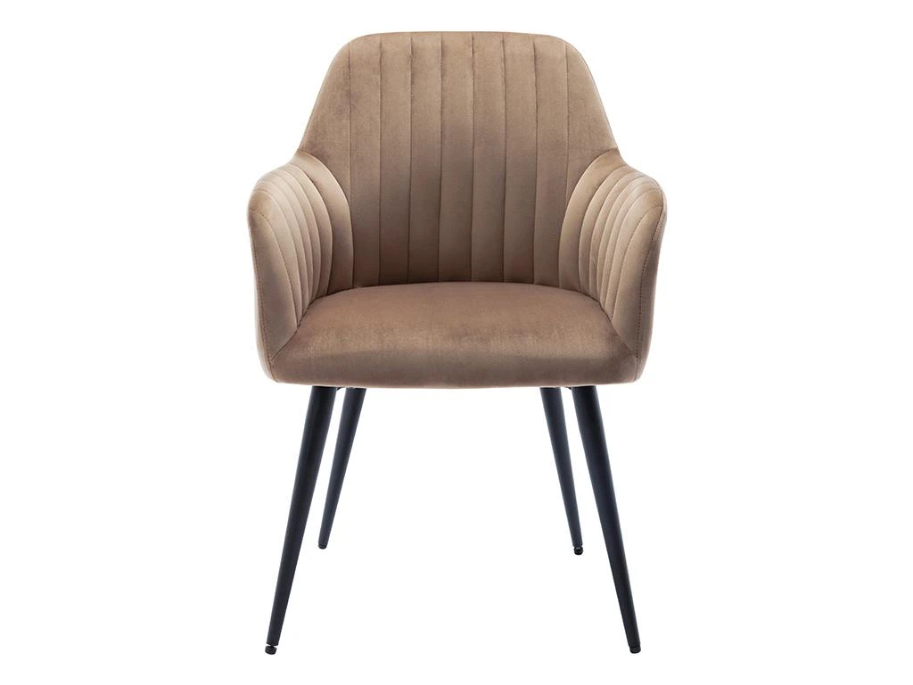 Lot De 6 Chaises Avec Accoudoirs En Velours Et Métal Noir - Beige - ELEANA 3 Lot De 6 Chaises Avec Accoudoirs En Velours Et Métal Noir - Beige - ELEANA – Image 3