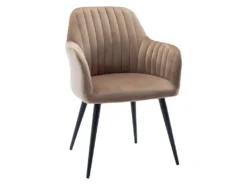 Lot De 6 Chaises Avec Accoudoirs En Velours Et Métal Noir - Beige - ELEANA 11 Lot De 6 Chaises Avec Accoudoirs En Velours Et Métal Noir - Beige - ELEANA -Meubles Soldes Magasin chaise 12291495