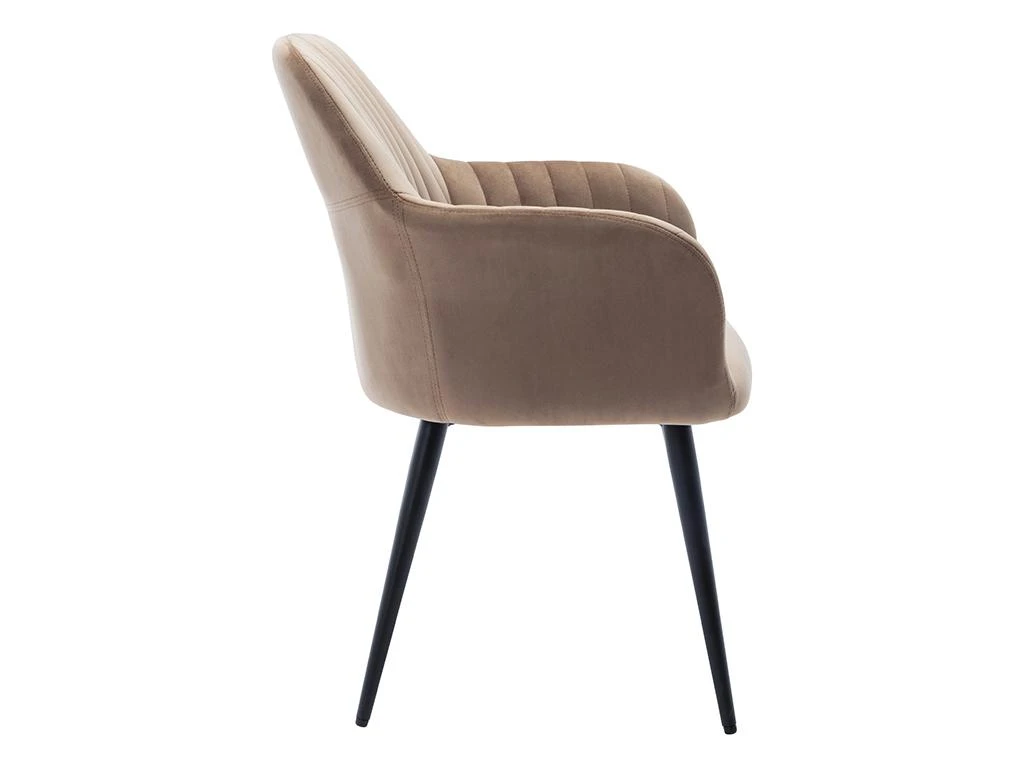 Lot De 6 Chaises Avec Accoudoirs En Velours Et Métal Noir - Beige - ELEANA 5 Lot De 6 Chaises Avec Accoudoirs En Velours Et Métal Noir - Beige - ELEANA – Image 5