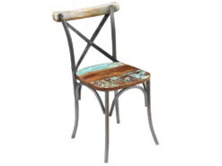 Lot De 4 Chaises De Salle à Manger Cuisine Design Industriel Bois De Récupération Solide CDS021330 -Meubles Soldes Magasin chaise 12443597