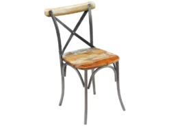 Lot De 4 Chaises De Salle à Manger Cuisine Design Industriel Bois De Récupération Solide CDS021330 -Meubles Soldes Magasin chaise 12443601