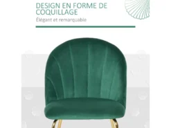 Lot De 2 Chaises Style Art-déco Dossier Strié Arrondi Piètement Métal Doré Incliné Effilé Velours Vert Sapin -Meubles Soldes Magasin chaise 12446439
