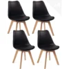 KAYELLES Lot De 4 Chaises Scandinave Avec Coussin LAO (noir)