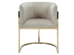Chaise Avec Accoudoirs - Velours Et Acier Inoxydable - Beige Et Doré - PERIA De Pascal MORABITO -Meubles Soldes Magasin chaise 12584491