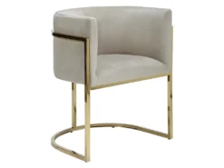 Lot De 2 Chaises Avec Accoudoirs - Velours Et Acier Inoxydable - Beige Et Doré - PERIA De Pascal MORABITO -Meubles Soldes Magasin chaise 12584623