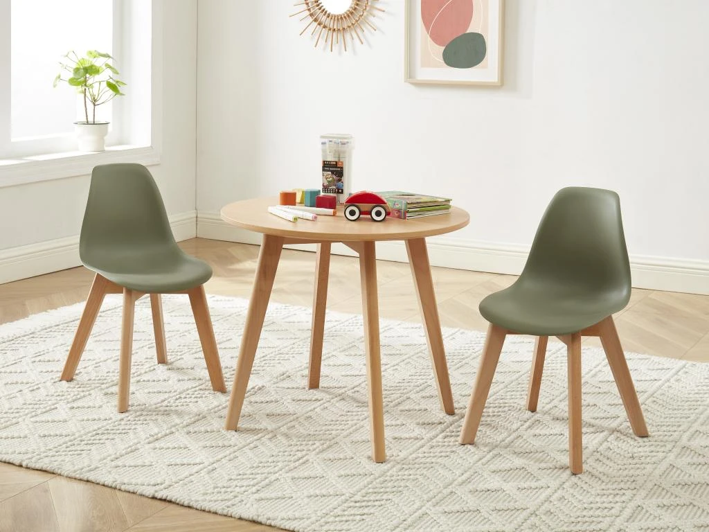 Lot De 2 Chaises Enfant En Polypropylène Et Hêtre - Vert - LILINOU 2 Lot De 2 Chaises Enfant En Polypropylène Et Hêtre - Vert - LILINOU – Image 2