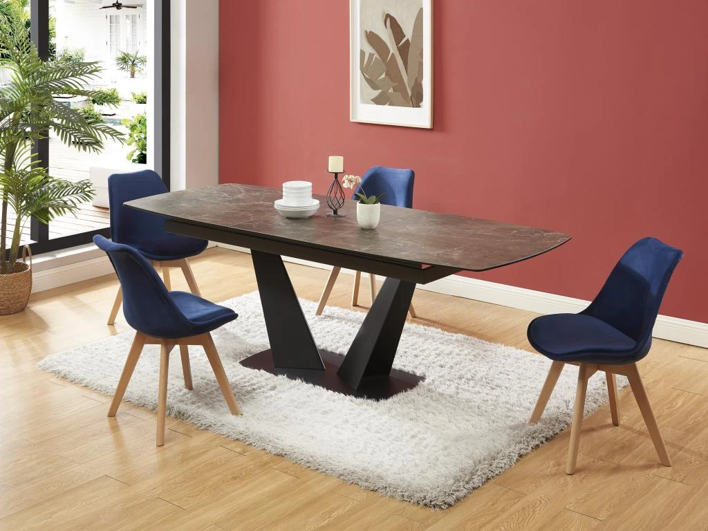 Lot De 2 Chaises En Velours Et Hêtre - Bleu - JODY 2 Lot De 2 Chaises En Velours Et Hêtre - Bleu - JODY – Image 2