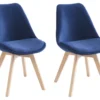 Lot De 2 Chaises En Velours Et Hêtre - Bleu - JODY