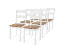 Lot De 6 Chaises De Salle à Manger Cuisine Design Classique Et Simple En Bois D'hévéa Blanc CDS022150