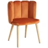 Chaise En Velours, Bois Et Mousse Orange 55x52,5x74