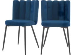 Chaise Rosy En Tissu Bleu (lot De 2)