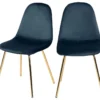Chaise Skuli En Velours Bleu (lot De 2)