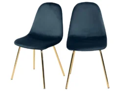 Chaise Skuli En Velours Bleu (lot De 2)