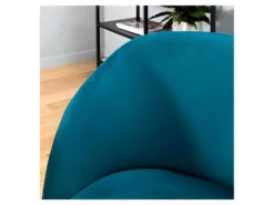 Lot De 2 Chaises En Velours Bleu Canard - Pieds En Métal - L 55 X P 45 X H 99 Cm - CURVY -Meubles Soldes Magasin chaise 13013543