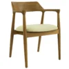Chaise Avec Accoudoirs En Teck Et Tissu - Naturel Et Crème - SOUADY