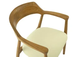 Chaise Avec Accoudoirs En Teck Et Tissu - Naturel Et Crème - SOUADY -Meubles Soldes Magasin chaise 13046457