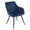 Chaise Vintage GISELE Velours Bleu - HAPPY GARDEN