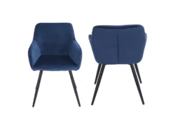 Chaise Vintage GISELE Velours Bleu - HAPPY GARDEN -Meubles Soldes Magasin chaise 13089917