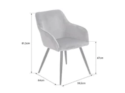 Chaise Vintage GISELE Velours Gris - HAPPY GARDEN -Meubles Soldes Magasin chaise 13089929