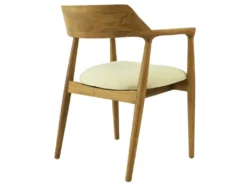 Lot De 2 Chaises Avec Accoudoirs En Teck Et Tissu - Naturel Et Crème - SOUADY -Meubles Soldes Magasin chaise 13144745