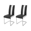 Lot De 2 Chaises - Simili Blanc Et Noir - L 55 X P 45 X H 99 Cm - LEON
