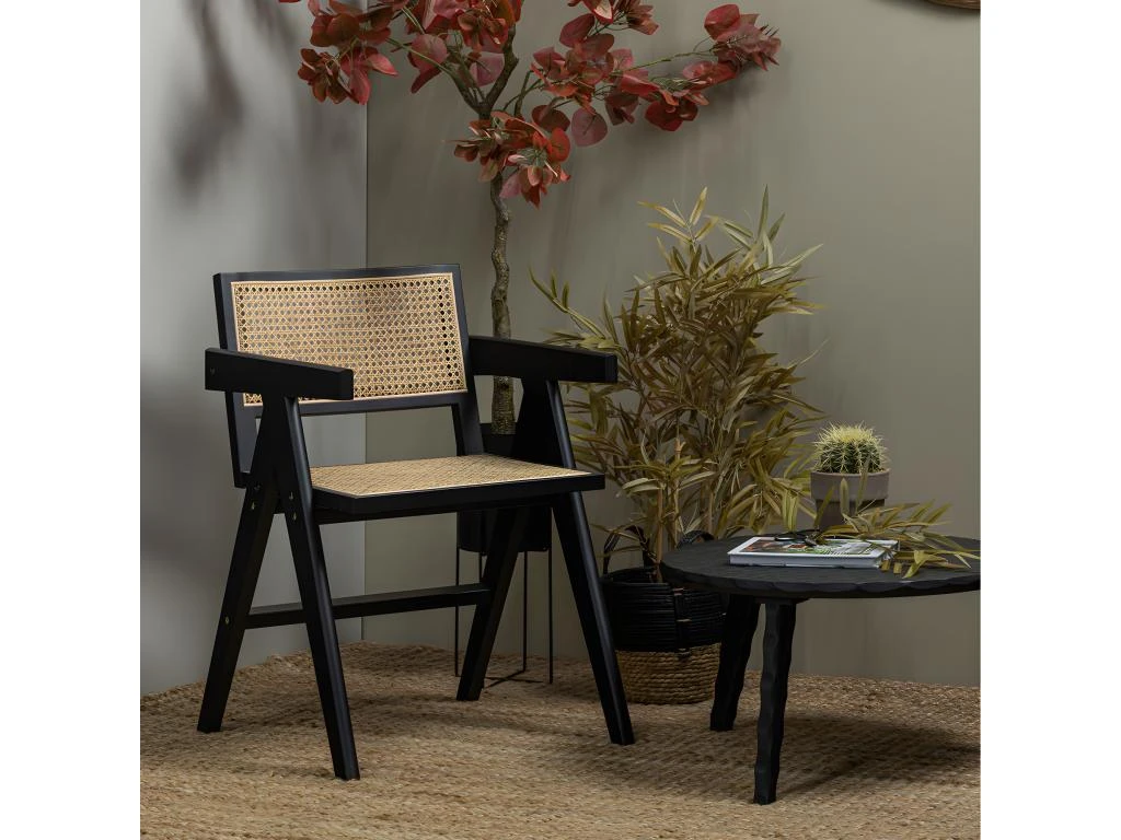 Gunn - Chaise En Bois Et Rotin - Couleur - Noir 2 Gunn - Chaise En Bois Et Rotin - Couleur - Noir – Image 2