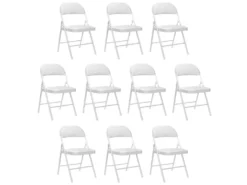 Lot De 10 Chaises Pliantes Blanches Rembourrées 7house