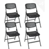 Lot De 4 Chaises Pliables Métal Et Plastique Ajouré SABA (Noir)