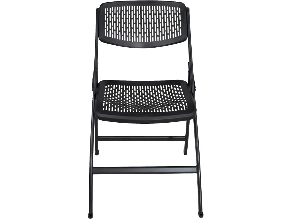 Lot De 4 Chaises Pliables Métal Et Plastique Ajouré SABA (Noir) 2 Lot De 4 Chaises Pliables Métal Et Plastique Ajouré SABA (Noir) – Image 2